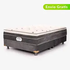 AMERICANA DE COLCHONES - Colchón con Base Cama Doble Firmeza Suave Ortopédico Resortado con Pillow American Silver 140 x 190 cm + 2 Almohadas