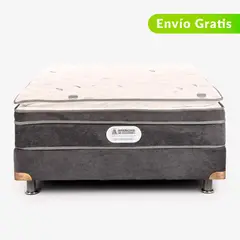 AMERICANA DE COLCHONES - Colchón con Base Cama Queen Firmeza Suave Ortopédico Resortado con Pillow American Silver 160 x 190 cm + 2 Almohadas