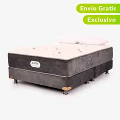 AMERICANA DE COLCHONES - Colchón con Base Cama Doble Firmeza Media Ortopédico Resortado American Silver 140 x 190 cm + 2 Almohadas