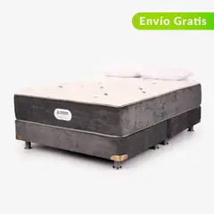 AMERICANA DE COLCHONES - Colchón con Base Cama Queen Firmeza Media Ortopédico Resortado American Silver 160 x 190 cm + 2 Almohadas - 0% Interés a 3, 6 o 12 Cuotas Pagando con tu CMR Banco Falabella