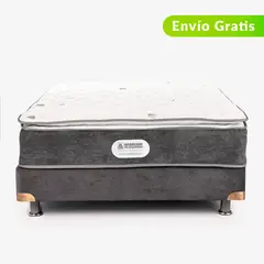 AMERICANA DE COLCHONES - Colchón con Base Cama Semidoble Firmeza Media Ortopédico Resortado con Pillow American Class 120 x 190 cm + Almohada - 0% Interés a 3 Cuotas Pagando con tu CMR Banco Falabella