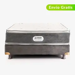 AMERICANA DE COLCHONES - Colchón con Base Cama Doble Firme Ortopédico Resortado con Pillow Golden 140 x 190 cm + 2 Almohadas