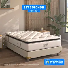 AMERICANA DE COLCHONES - Colchón con Base Cama Semidoble Firmeza Media Ortopédico Resortado con Pillow A-Cinco 120 x 190 cm