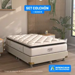 AMERICANA DE COLCHONES - Colchón con Base Cama King Firmeza Media Ortopédico Resortado con Pillow A-Cinco 200 x 200 cm