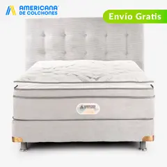 AMERICANA DE COLCHONES - Colchón con Base Cama Queen Firmeza Media Ortopédico Resortado con Pillow Premium Top 160 x 190 cm - 0% Interés a 3, 6 o 12 Cuotas Pagando con tu CMR Banco Falabella