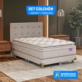AMERICANA DE COLCHONES - Colchón con Base Cama King Firmeza Media Ortopédico Resortado con Pillow Premium Top 200 x 200 cm