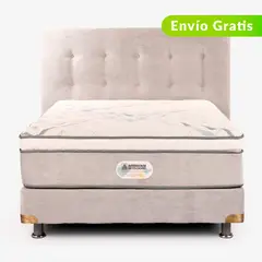 AMERICANA DE COLCHONES - Colchón con Base Cama Queen Firmeza Media Ortopédico Resortado con Pillow Best Dream 160 x 190 cm - 0% Interés a 3 Cuotas Pagando con tu CMR Banco Falabella
