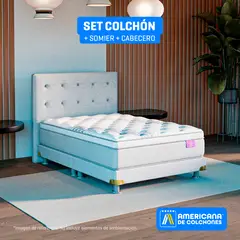 AMERICANA DE COLCHONES - Colchón con Base Cama Queen Firmeza Media Ortopédico Resortado con Pillow Best Dream 160 x 190 cm