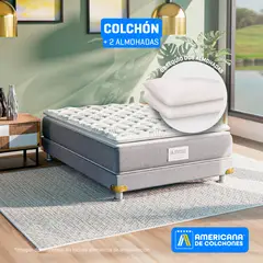 AMERICANA DE COLCHONES - Colchón Queen Firmeza Media Ortopédico Resortado con Pillow American Class 160 x 190 cm + Almohada