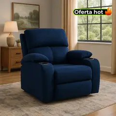MICA - Silla Reclinable Moderna 1 Puesto Microfibra Push Arm New Rest 82 x 92 x 95 cm - Mueble