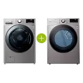 LG - Combo Lavadora y Secadora 22KG WM22VV2S6BR