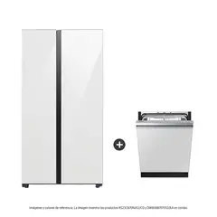 SAMSUNG - Combo Bespoke Nevecón Side by Side 640 lt + Lavaplatos 75 Piezas