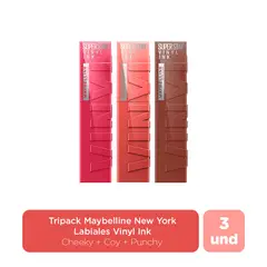 MAYBELLINE - Tripack New York Labiales Vinyl Ink Incluye: 3 Labiales