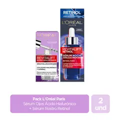 LOREAL PARIS - Pack incluye: Serúm Ojos Ácido Hialurónico + Serúm Retinol