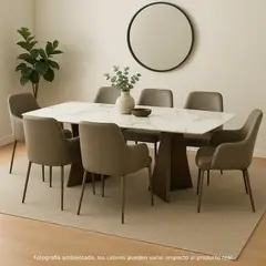 BASEMENT HOME - Juego de Comedor para 6 Personas Milan (Mesa + 6 Sillas) Gris