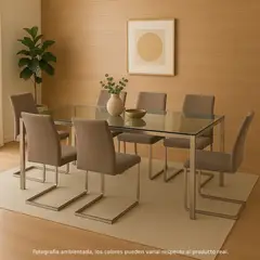 BASEMENT HOME - Juego de Comedor para 6 Personas Positano (Mesa + 6 Sillas) una pata