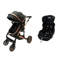 PRIORI - Combo Coche para bebé Frezzio Negro Bronce + Silla para auto Toledo Negra