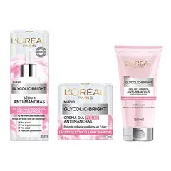 undefined - Pack LOreal Paris Ácido Glicólico Serum Rostro + Crema Día + Gel Limpiador