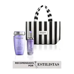 KERASTASE - Kit Blond Absolu kérastase x Summer - Bain Lumiere 250ML, Aceite Blond Absolut LHuile Cicagloss 75ml, tote bag Black White