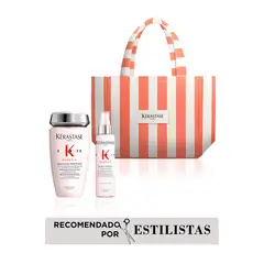 KERASTASE - Kit Genesis kérastase x Summer - NutriFortifiant caída cabello seco 250ML, Crema Termoprotectora Défense Fortalecedor 150ML, tote bag Red White