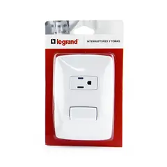 LEGRAND - Toma P/T + Interruptor Sencillo Arquea Blanco