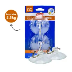 FIXSER - Chupa Adhesiva 55mm Gancho Metálico 1.5 Kg 2Und