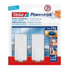 TESA - Gancho Rectangular Blanco Grande x 2 Und.