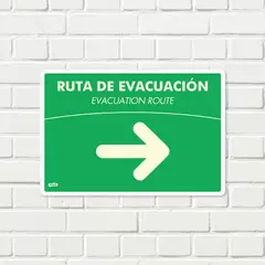 FIXSER - Señal Ruta Evacuación Derecha Fotoluminiscente 22X15Cm