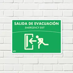 FIXSER - Señal Salida Evacuación Izquierda Fotoluminiscente 22X15Cm