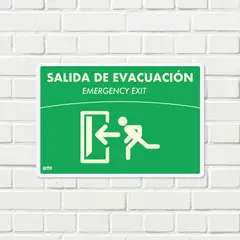 FIXSER - Señal Salida Evacuación Izquierda Fotoluminiscente 22X15Cm