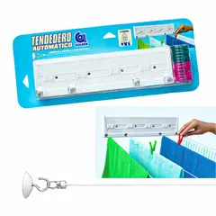 GENERICO - Tendedero de Pared Plástico 4 Cuerdas 18 Metros Peso máximo soportado 60 Kg Retráctil Blanco