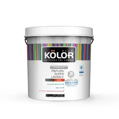 KOLOR - Pintura para Interior 5 Galones Blanco Mate Súper Lavable