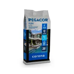 CORONA - Pegacor Flex Para Fachadas y/o Piscinas Gris 25 Kg
