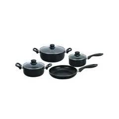 undefined - Batería de Cocina 7 Piezas Aluminio Negra Antiadherente Casa Bonita