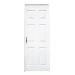 D&D - Puerta 80x210cm Blanca 6 Paneles Apertura Derecha Cal 20