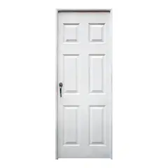 FORTIS DOORS - Puerta 0.80x2.10mt Blanco Galvanizada 6 Paneles - Apertura Derecha Calibre 22