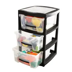 RIMAX - Cajonero Plástico 33lt 48X80X47 cm Negro/Transparente