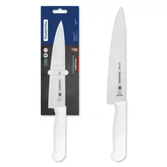 TRAMONTINA - Cuchillo Para Carne Profesional con Lámina de Acero Inoxidable con Mango en Plástico Blanco con Protección Antimicrobiana 20cm Negro
