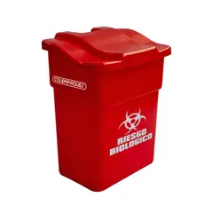 COLEMPAQUES - Caneca Plástica 20L Rojo Riesgo Biológico Con Tapa