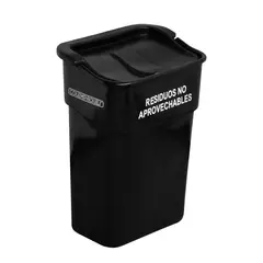 COLEMPAQUES - Caneca Plástica 35L Negro Para Ordinarios Con Tapa Vaiven