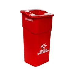 COLEMPAQUES - Caneca Plástica 50L Rojo Para Riesgo Biológico Con Tapa Orificio