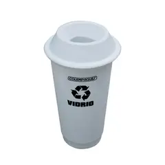 COLEMPAQUES - Caneca Plástica 75L Blanco Para Vidrio Con Tapa Orificio
