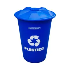 COLEMPAQUES - Caneca Plástica 150L Azul Para Plástico Con Tapa