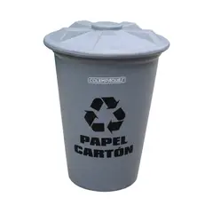 COLEMPAQUES - Caneca Plástica 150L Gris Para Papel Y Cartón Con Tapa