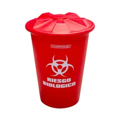COLEMPAQUES - Caneca Plástica 150L Rojo Para Riesgo Biológico Con Tapa