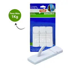 FIXSER - Gancho Adhesivo Cuadrado 3Und Blanco