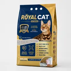 ROYAL CAT - Arena sanitaria para gato agrlomerante bentonita talco bebé 5kg
