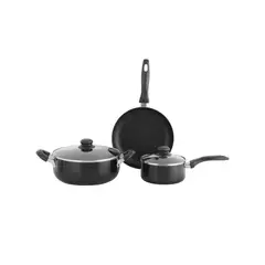 CASA BONITA - Batería de Cocina 5 Piezas Aluminio Antiadherente Negra