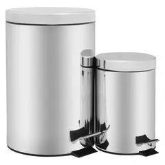 JUST HOME COLLECTION - Set de 2 Papeleras Acero Pedal 12 + 3 Litros