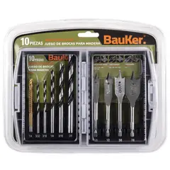 BAUKER - Set 10 brocas para madera Ref BB10005